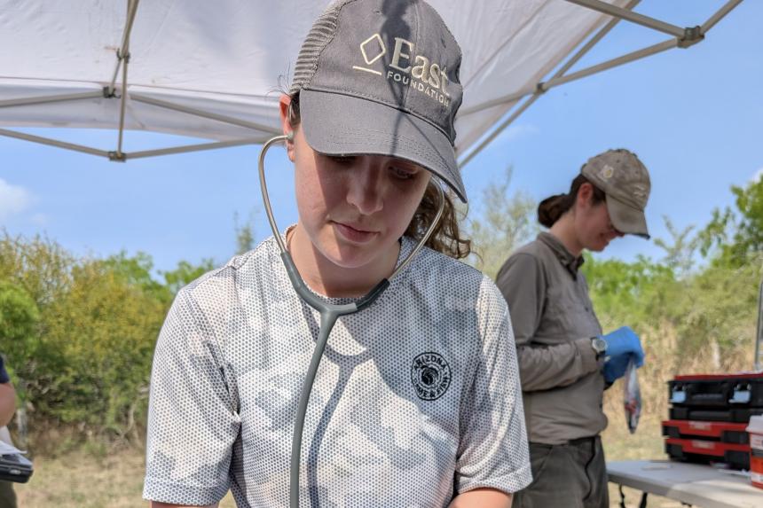 Danielle Keerbs working in the field